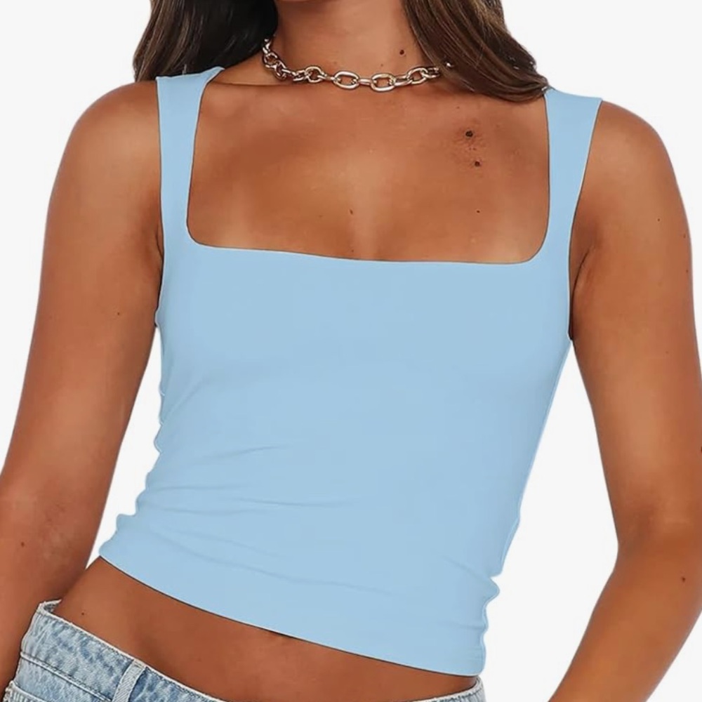 Light blue square neck tank size small!